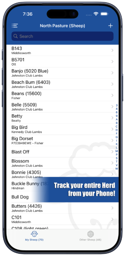 screenshot of HerdBoss iOS app